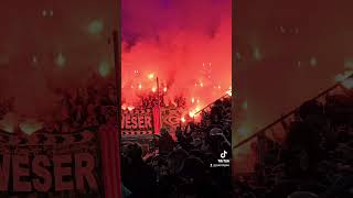 Pyroshow Werder Bremen Paderborn vs Bremen DFB Pokal Achtelfinale 2024 [upl. by Akiraa]