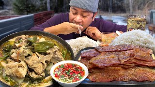 NAGMAMANTIKANG SINIGANG NA BUTOBUTO CRSIPY PORK LIEMPO SA TAGSIBOL Mukbang Filipino Food [upl. by Fidelity]