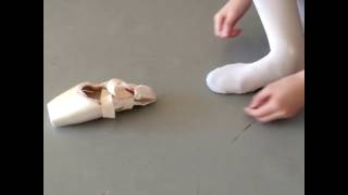 How to put on pointe shoes amazingly quick at Bay Ballet Academy Ballerina professional point shoe [upl. by Drusie]