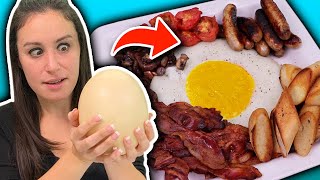 DIY GIANT English Breakfast made from an OSTRICH EGG 🍳 [upl. by Nonnaehr]