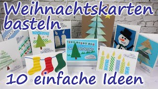 Weihnachtskarten basteln 10 einfache Ideen 🎅 [upl. by Nayrbo]