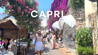 4K🇮🇹Italy Summer Evening Walk Center of Capri Belvedere Tragara Dinner at Le Botteghe🍷🦐 2022 [upl. by Robenia]