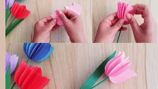 Como hacer Flores de Papel  Tulipanes  DIY  Manualidades [upl. by Selassie]