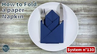 How to fold a paper napkin with 2 pockets for cutlery  Table decorations [upl. by Teagan]