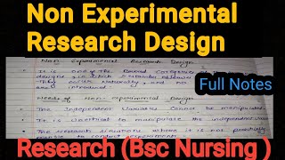 Notes Of Non Experimental Research Designs in Hindi in Bsc Nursing [upl. by Aibar]