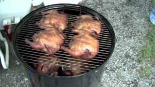 Smoked Cornish Game Hens on the Weber Bullet [upl. by Akla343]