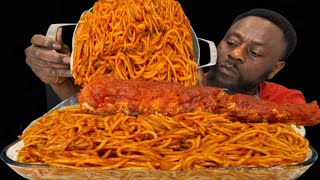 ASMR SPICY NOODLES WITH MERLUZA FISH MUKBANG CHALLENGE No Talking Crunchy [upl. by Adall]