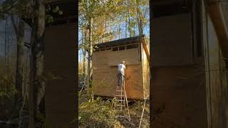 Tiny cabin build rockyacrestv sheathing amp siding [upl. by Nydia]