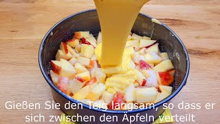 schnelles und einfaches Apfelkuchen Rezept 5 Minuten Arbeit und 25 Minuten Backen 139 [upl. by Pegg]