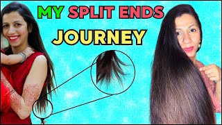 How I cured my split ends amp Damaged hair without cutting  ULTIMATE How to remove split ends at home [upl. by Ahsiema]