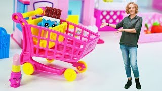 Spielzeugvideo für Kinder  Der Shopkins Mini Market  Spielspaß mit Puppen [upl. by Llibyc]