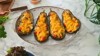 Stuffed Eggplant NO Meat  Stuffed Eggplants Recipe  Baked Eggplant in Oven [upl. by Cosmo]