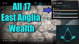 Assassins Creed Valhalla All East Anglia Wealth Locations guide [upl. by Nyltiak]