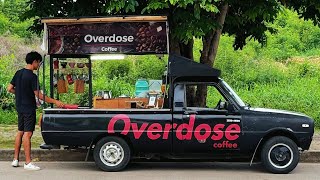 Cafe Vlog Mini Coffee Shop Truck Bar Barista Young Dream Mobile Kopi Small Business Relaxing Mood [upl. by Eedia]