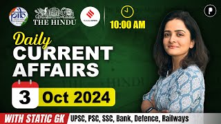 3 October Current Affairs 2024  Daily Current Affairs  Current Affairs Today [upl. by Chelsea]