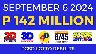 Lotto Result Today 9pm September 6 2024  PCSO Complete [upl. by Adnaugal]