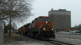 BNSF 998 H1 Dash 9 With K5HLL Horn [upl. by Nadbus668]