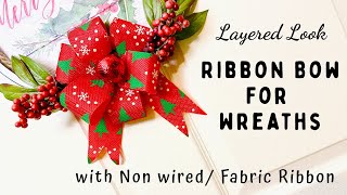 Easy and simple bow for wreath  With non wired or fabric ribbon [upl. by Scrivings]