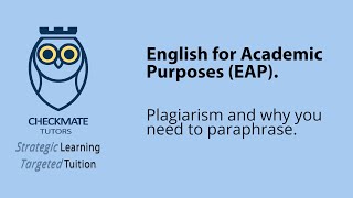 EAP Plagiarism and how to avoid plagiarising [upl. by Libove]