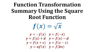 Function Transformation Summary  The Square Root Function [upl. by Natascha911]