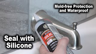 How to Seal Tub Spout and Valve Trim with Silicone Caulking  The Fixer Clips [upl. by Fife371]