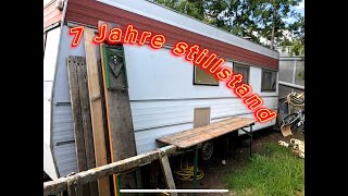 46 Jahre alten Wohnwagen umsetzten 😨nach 7 Jahren Negative Komentare camping diy vlog [upl. by Nereen]