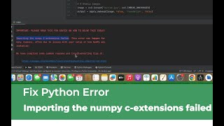 Fix Python Error Importing the numpy cextensions failed [upl. by Freud48]