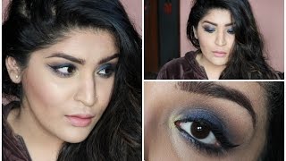 Indian Drugstore Makeup Tutorial  Royal Blue Smokey Eye Look [upl. by Assira]