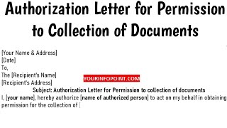 Authorization Letter for Collection of Documents Sample  Authority Letter Format [upl. by Zalea938]