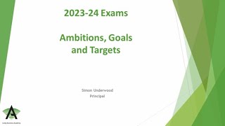 Ambitions Goals and Targets for 202324 Exams [upl. by Freemon887]