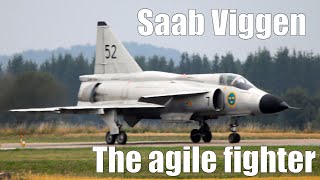 Swedish Cold War Jet Fighter Saab AJS 37 Viggen Is Very Agile On Ground  SweAF 2022 [upl. by Krum]