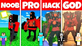 Minecraft Battle NOOB vs PRO vs HACKER vs GOD NEW SPEAKER TITAN BASE HOUSE BUILD Animation [upl. by Reeva]