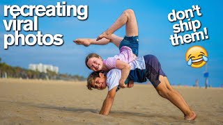 RECREATING VIRAL COUPLES PHOTOS Acrobat vs Gymnast [upl. by Richey]