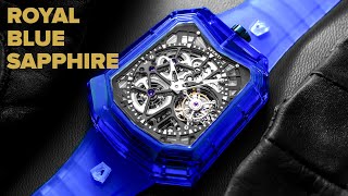 WORLDS FIRST ROYAL BLUE SAPPHIRE Watch Aventi A1102 Tourbillon [upl. by Wellington498]