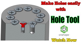 Onshape Tutorial on Hole Tool  How to use Hole Tool in Onshape [upl. by Anthiathia]