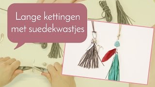 Sieraden maken met Kralenwinkel Online lange kettingen met suedekwastjes [upl. by Waddell]