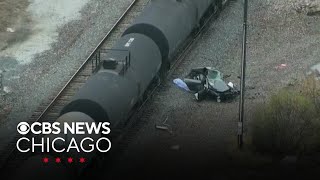 3 people killed when car freight train collide in south Chicago suburbs [upl. by Lantha]