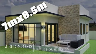 60sqm 7mx85m SIMPLE HOUSE DESIGN with 2 BEDROOMS [upl. by Welles]