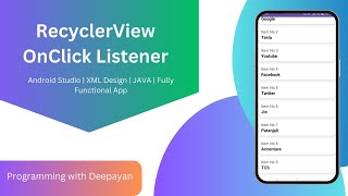 RecyclerView OnClick Listener  Android Studio  XML Design  JAVA [upl. by Craggie75]