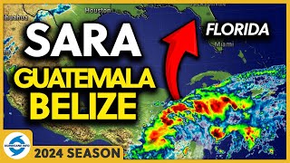 Sara over Belize Remnants will affect Florida Mississippi and Alabama by midweek [upl. by Anisirhc]