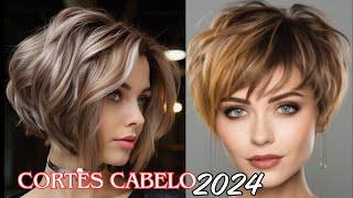 50 CORTES CABELO CURTO FEMININO 2024 TENDÊNCIA [upl. by Idrahs]