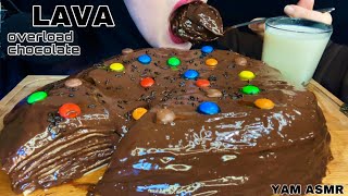 🍫ASMR HUGE CHOCOLATE OVERLOAD CREPE CAKE WITH MampM’s MUKBANG 누텔라 크레이프 케이크  ヌテラのクレープケーキ 能多益可麗餅蛋糕 [upl. by Nniw]