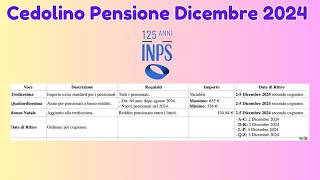 Cedolino Pensione Dicembre 2024 Verifica Se Sei Tra I Fortunati con 15494€ e 655€ di Bonus [upl. by Ttelracs]