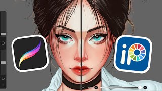 Procreate vs IbisPaint X  Painting Process and Comparison [upl. by Tanhya]