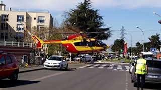 Dragon 75  EC145  Airbus  Décollage dun hélico de la Sécurité Civile [upl. by Gladys663]