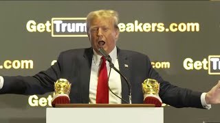 Former President Donald Trump promotes Trumpbranded shoes at quotSneaker Conquot in Philly [upl. by Garik]