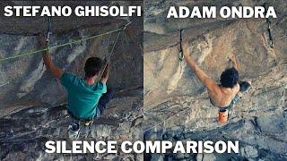 ADAM ONDRA amp STEFANO GHISOLFI  SILENCE 9C COMPARISON from 2nd CRUX to TOP [upl. by Annahael]