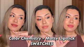 Swatching 14 Shades of Colour Chemistry Matte Lipsticks  Organic and Clean Beauty Lipsticks 😍 [upl. by Nowyt]