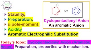 Cyclopentadienyl anion Aromaticity amp other properties acidity Aromatic Electrophilic Substitution [upl. by Ecinwahs]