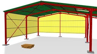 Steel Structure Assembly  with Walls and Canopy [upl. by Daegal984]